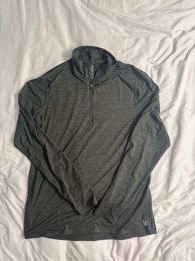 Vuori Heathered Gray Performance Half-Zip Pullover